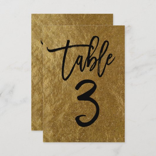 Goldleaf Foil Moderne Script-Tischnummer 3 Einladung (Vorne/Hinten)
