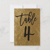Goldleaf Foil Moderne Script-Tischnummer 4 Einladung (Vorderseite)