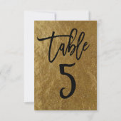Goldleaf Foil Moderne Script-Tischnummer 5 Einladung (Vorderseite)