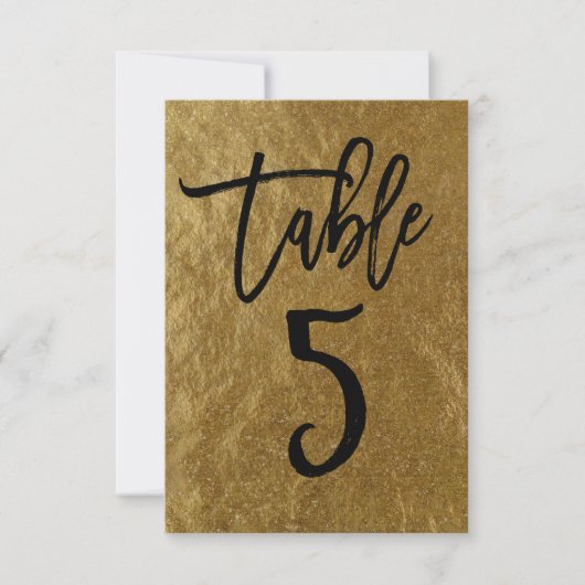 Goldleaf Foil Moderne Script-Tischnummer 5 Einladung (Vorderseite)