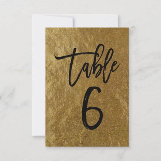 Goldleaf Foil Moderne Script-Tischnummer 6 Einladung (Rückseite)