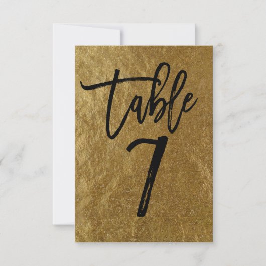 Goldleaf Foil Moderne Script-Tischnummer 7 Einladung (Vorderseite)
