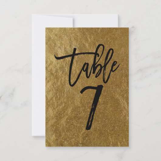 Goldleaf Foil Moderne Script-Tischnummer 7 Einladung (Rückseite)