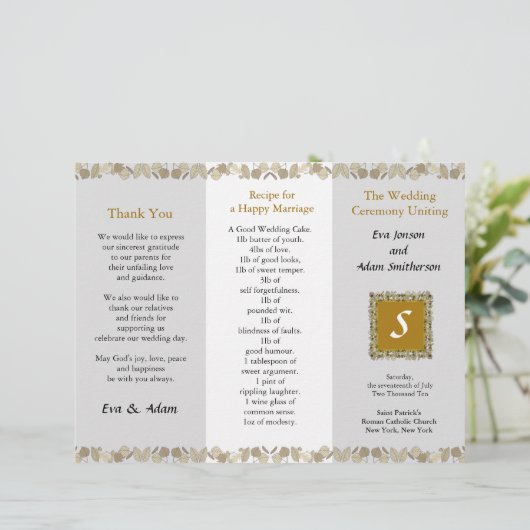 Goldleaf für das Hochzeitsprogramm (Stehend Vorderseite)