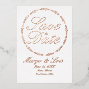 Goldleaf-Kranz Save the Date gepresst Folieneinladung