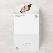 Goldleaf Swirl Dunkelrote Foto-Vorlage Hochzeit All In One Einladung (Außenbereich)