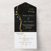 Goldleaf Swirl Schwarze Fotovorlage Hochzeit All In One Einladung (Innen Boden)