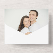 Goldleaf Swirl Schwarze Fotovorlage Hochzeit All In One Einladung (Rückseite)