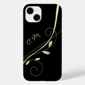 Goldleaf Swirl Schwarze Monogramm Case-Mate iPhone Hülle (Rückseite)