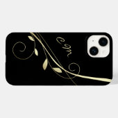 Goldleaf Swirl Schwarze Monogramm Case-Mate iPhone Hülle (Rückseite (Horizontal))