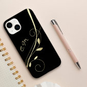 Goldleaf Swirl Schwarze Monogramm Case-Mate iPhone Hülle