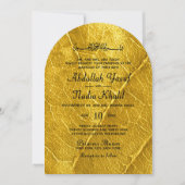 Goldleaf Textured Islamic Arch Wedding Monogram Einladung (Vorderseite)