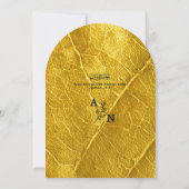 Goldleaf Textured Islamic Arch Wedding Monogram Einladung (Rückseite)