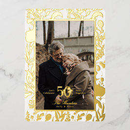 Goldleaf-Wildblume 50. Hochzeitsanfang Folieneinladung