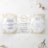 Goldleaf-Zweigstelle aus weißem Marmor bei einer H Dreifach Gefaltete Einladung (Innenseite)