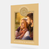 Goldleafy-Wappen Monogram-Foto Hochzeit Acrylschild (Winkel)