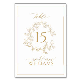 Goldleafy-Wappen Monogram Wedding Tischnummer