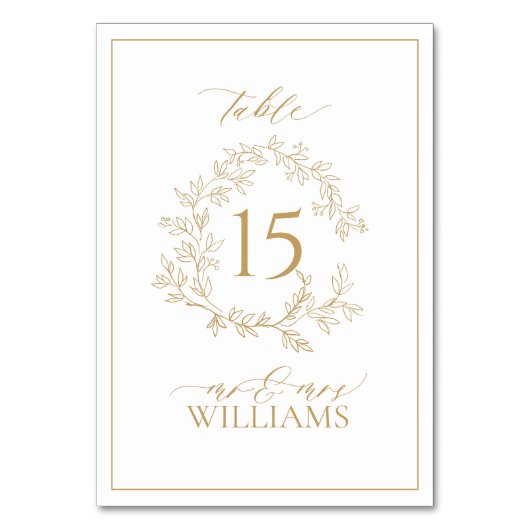 Goldleafy-Wappen Monogram Wedding Tischnummer (Rückseite)