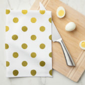 Goldleder Metallische Imitat Fohlen Kleiner Polka  Geschirrtuch (Viertel Falte)