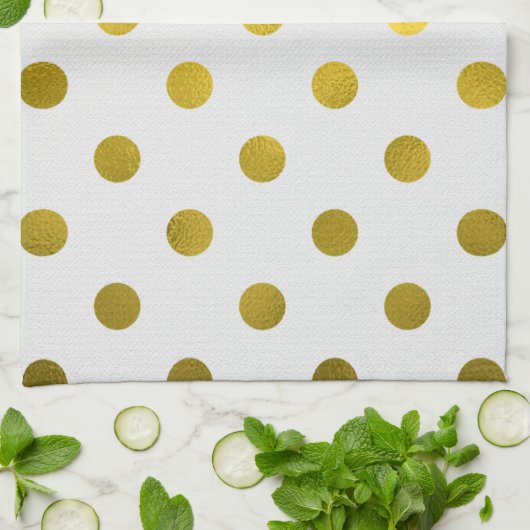 Goldleder Metallische Imitat Fossil Große Polka Do Handtuch (Gefaltet)