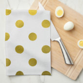 Goldleder Metallische Imitat Fossil Große Polka Do Handtuch (Viertel Falte)