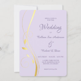 Goldleder Swirl Blassorchid Einladung zur Hochzeit
