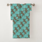 Goldleopard auf aquamarinem HandtuchSet Badhandtuch Set (Insitu)