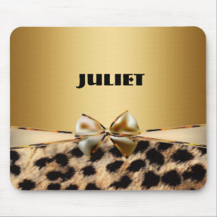 Goldleopard-Gepard-Tierdruck-Bogen-Mausunterlage Mousepad