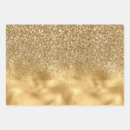 Goldleopard-Glitzer Glam Geschenkpapier Set