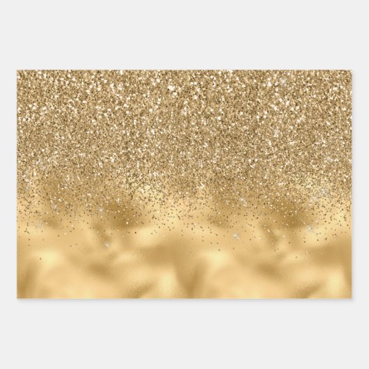 Goldleopard-Glitzer Glam Geschenkpapier Set (Vorderseite)