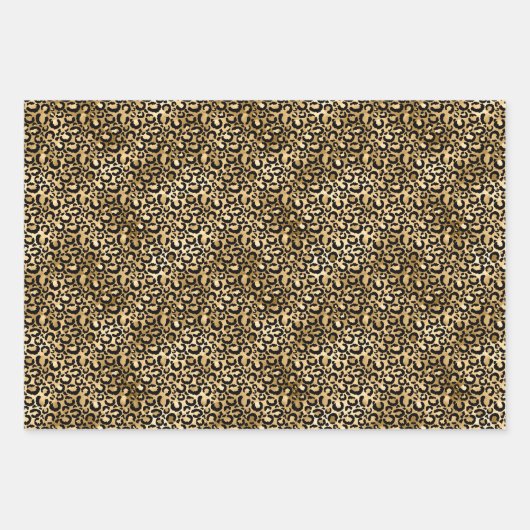 Goldleopard-Glitzer Glam Geschenkpapier Set (Vorderseite 3)
