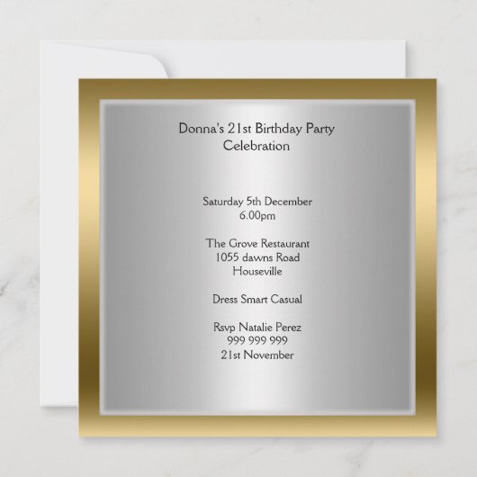 Goldleopard jeder Party Einladung (Rückseite)