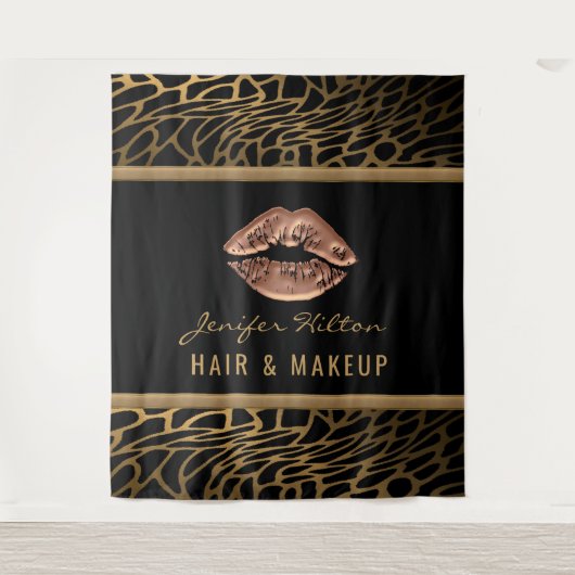 Goldleopard küsst Lippen von heute Wandteppich (Vorderseite)