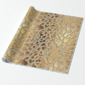 Goldleopard-Metallic-Spots Geschenkpapier (Ungerollt)