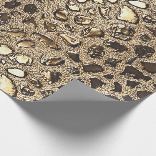 Goldleopard-Metallic-Spots Geschenkpapier (Ecke)