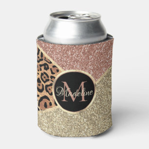 Goldleopard-Monogramm der gestrichenen Rose Gold G Dosenkühler