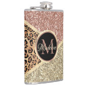 Goldleopard-Monogramm der gestrichenen Rose Gold G Flachmann (Rechts)