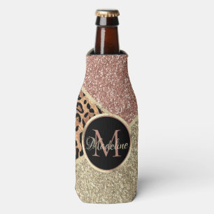 Goldleopard-Monogramm der gestrichenen Rose Gold G Flaschenkühler