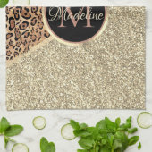 Goldleopard-Monogramm der gestrichenen Rose Gold G Geschirrtuch (Gefaltet)