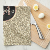 Goldleopard-Monogramm der gestrichenen Rose Gold G Geschirrtuch (Viertel Falte)