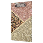 Goldleopard-Monogramm der gestrichenen Rose Gold G Klemmbrett (Links)