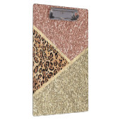 Goldleopard-Monogramm der gestrichenen Rose Gold G Klemmbrett (Rechts)