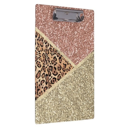 Goldleopard-Monogramm der gestrichenen Rose Gold G Klemmbrett (Rechts)