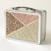 Goldleopard-Monogramm der gestrichenen Rose Gold G Metall Brotdose (Rückseite)