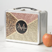 Goldleopard-Monogramm der gestrichenen Rose Gold G Metall Brotdose (Beispiel)