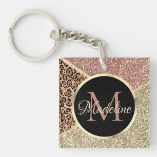 Goldleopard-Monogramm der gestrichenen Rose Gold G Schlüsselanhänger