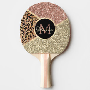 Goldleopard-Monogramm der gestrichenen Rose Gold G Tischtennis Schläger
