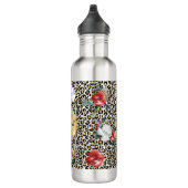 Goldleopard Print Floral personalisiertes Zitat Edelstahlflasche (Rechts)