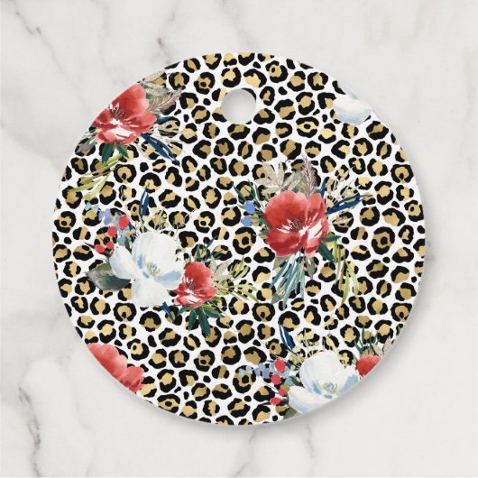 Goldleopard Print Floral personalisiertes Zitat Geschenkanhänger (Rückseite)