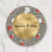 Goldleopard Print Floral personalisiertes Zitat Geschenkanhänger (Vorderseite)